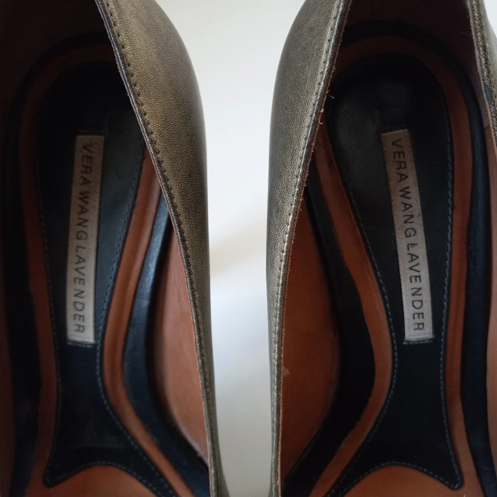 Vera Wang Lavender Label Peep Toe Metallic Pumps